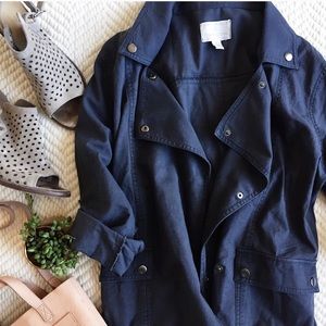 Blue Caslon Draped Utility Jacket